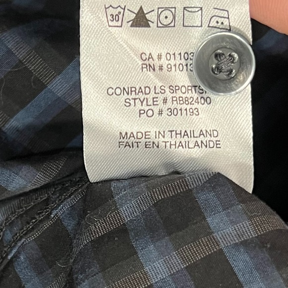 Robert Barakett Blue Black‎ Plaid Conrad Sport Button Up Shirt Men's Size Medium - Picture 4 of 6